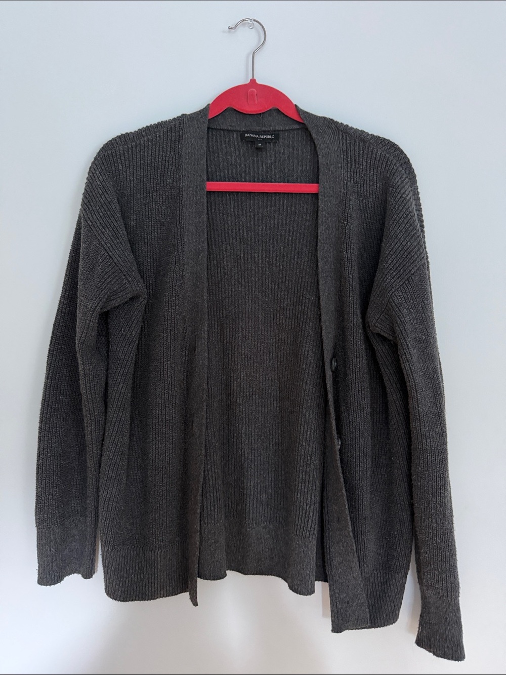 Banana Republic Dark Charcoal Open-Front Knit Cardigan